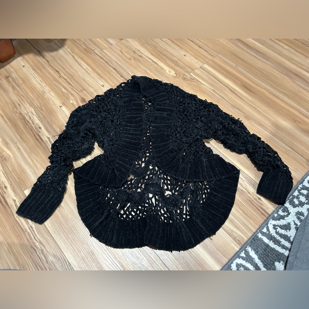 White House Black Market Textured Knit Cardigan Goth Sweater Size XS